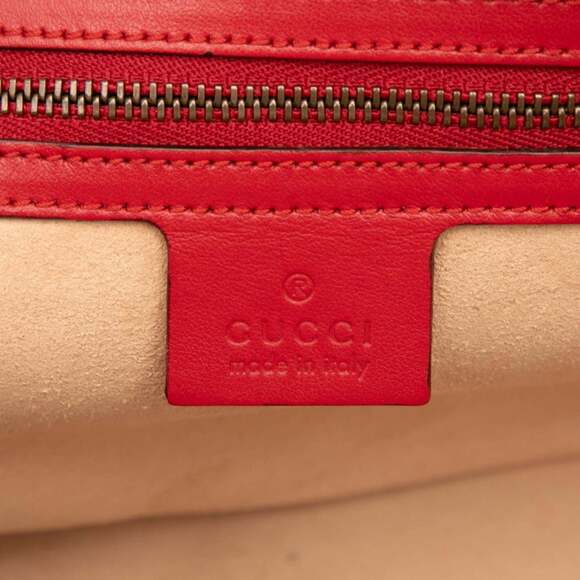 GUCCI Authentic Red Leather GG Marmont Shoulder Bag - Picture 5 of 6